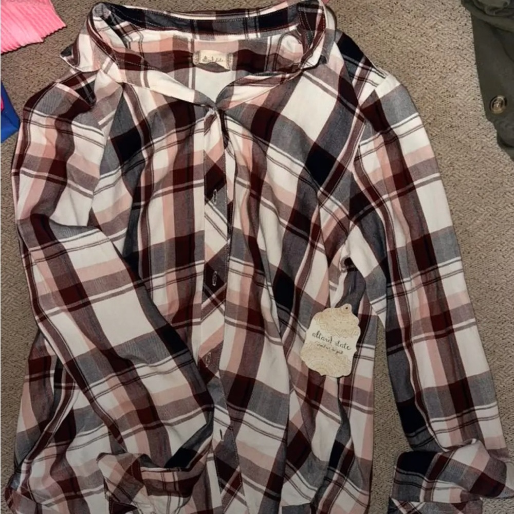 Altar'd State Plaid Button-Up Shirt - Red, Black, White never worn witb tag
